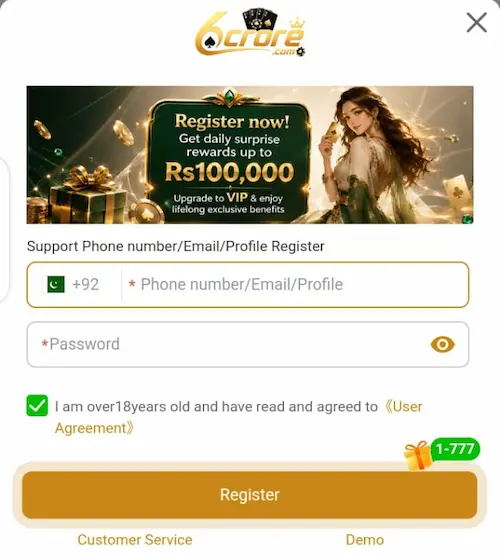 6Crore Game Regestration